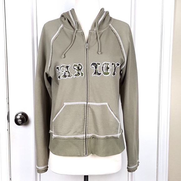 Harley-Davidson Jackets & Blazers - Harley-Davidson | Light Army Green Hooded Jacket